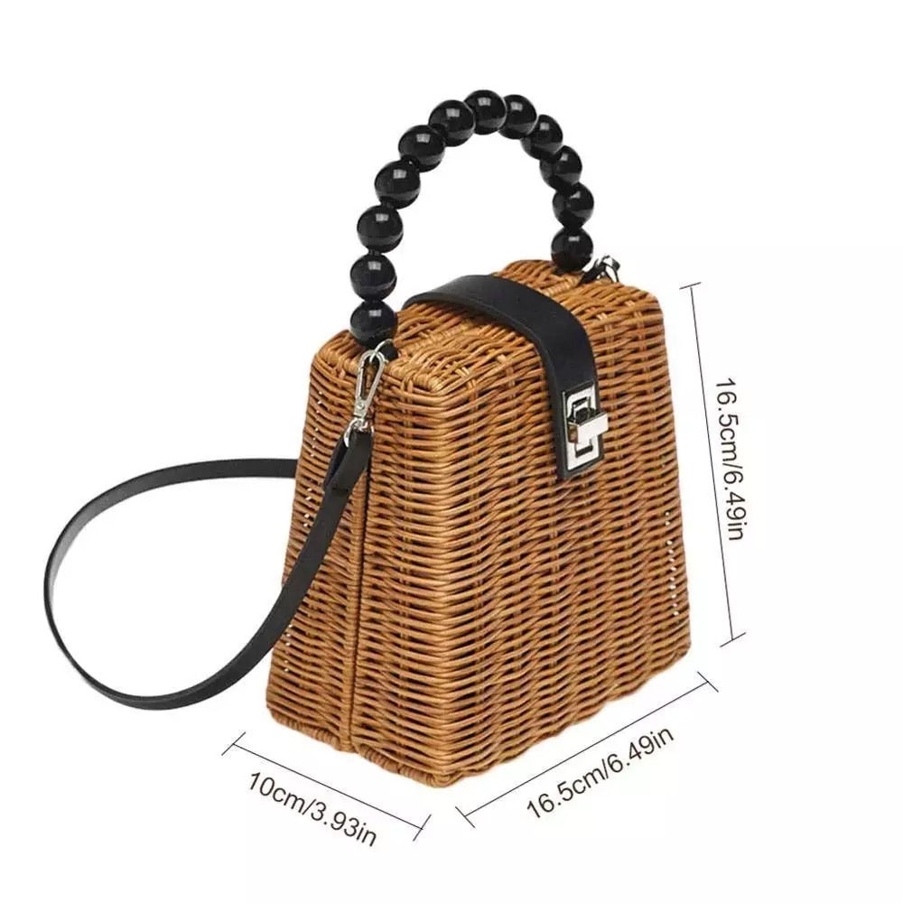 Tan Rattan Bag